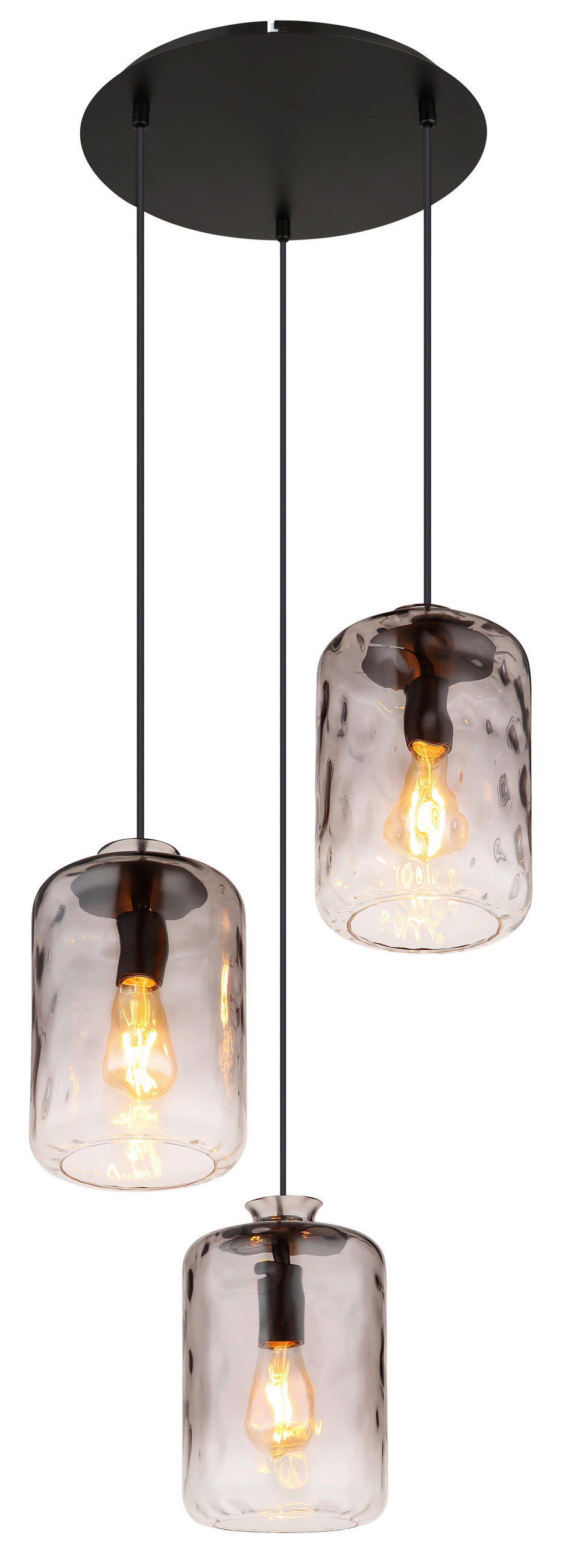 HÄNGELEUCHTE 47/120 cm    - Klar/Schwarz, Design, Glas/Metall (47/120cm) - Globo