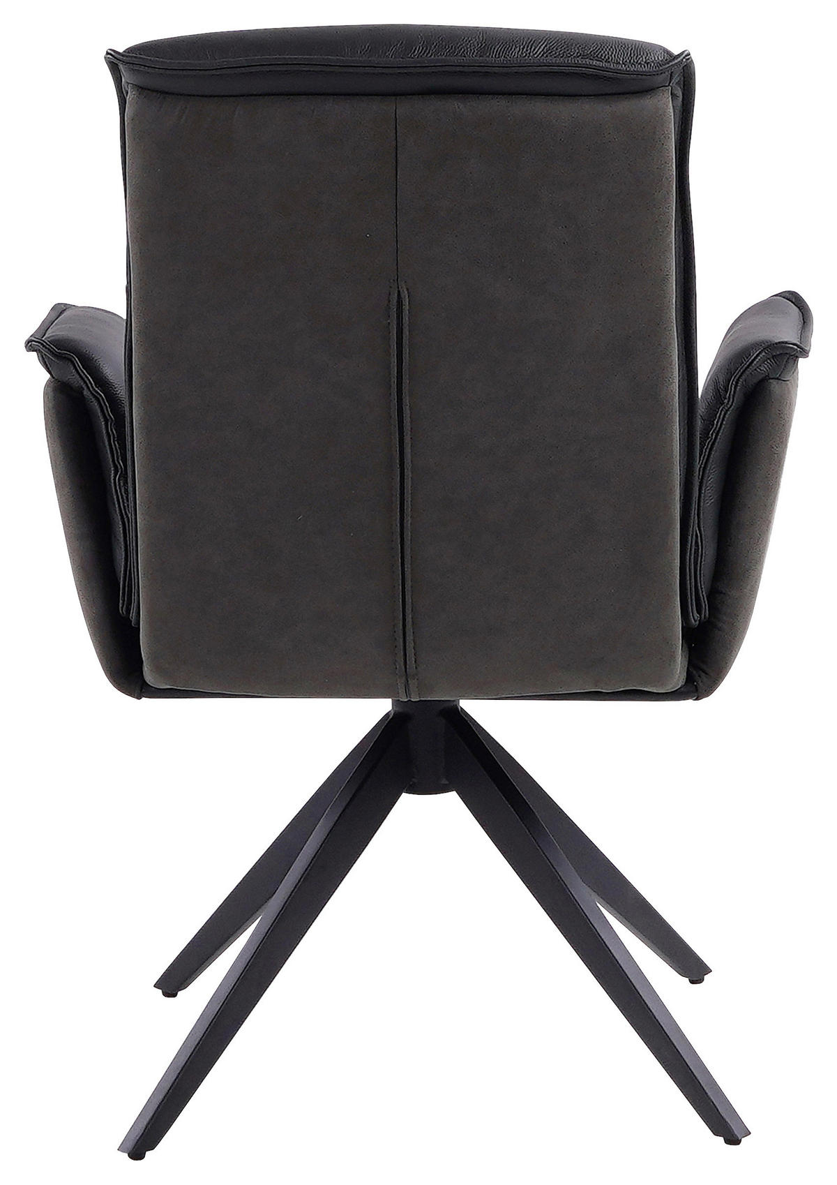 STOL MED ARMSTÖD järn mikrofiber äkta läder, kombination läder/tyg pigmenterad  - svart/antracit, Design, metall/läder (60,5/87/66cm) - Novel