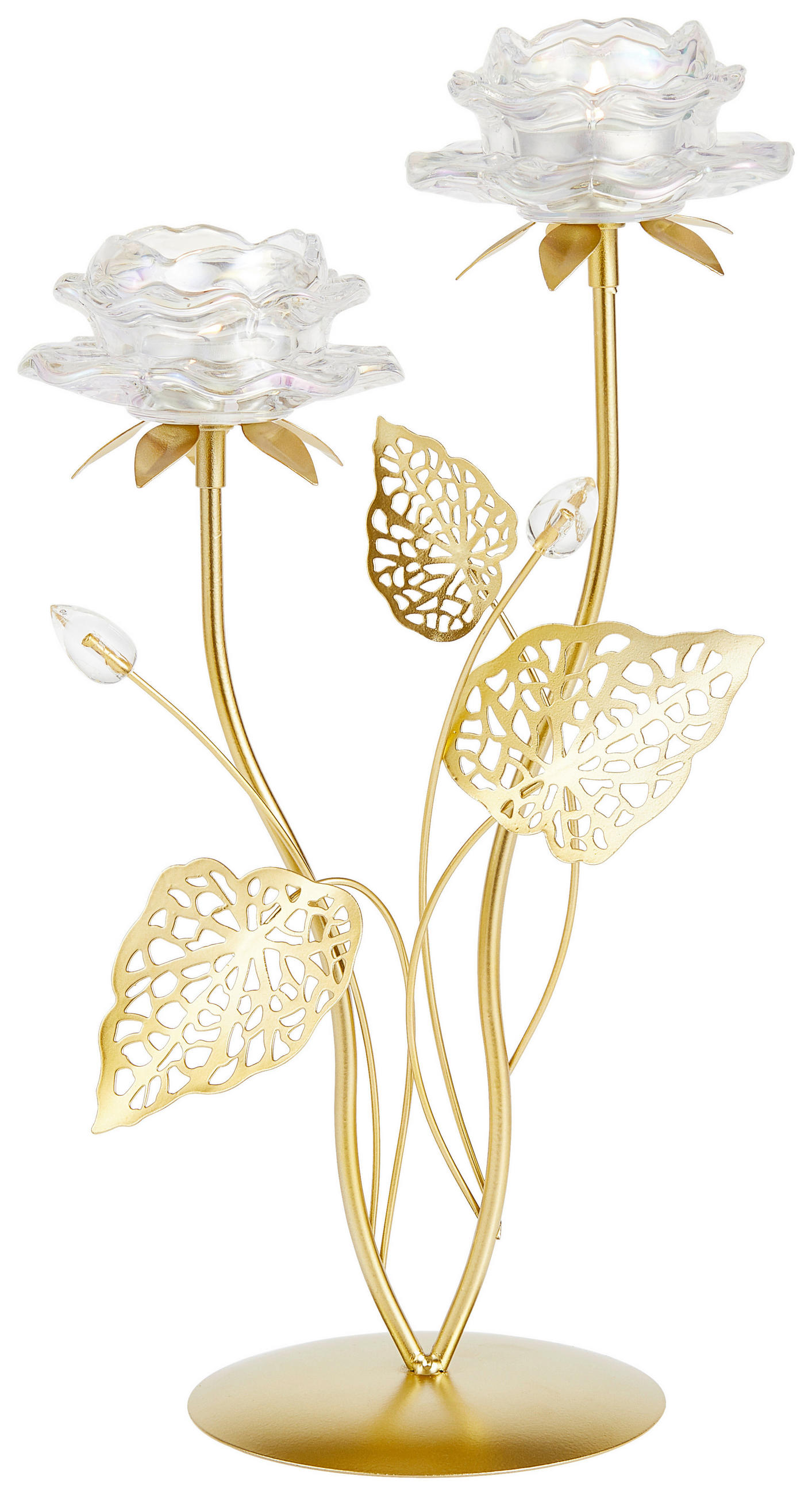 Ambia Home Teelichthalter Klar, Gold 21x36x12 cm