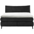 BOXSPRINGBETT 160/200 cm,  in Schwarz, gepolstertes Kopfteil, Topper, Matratzen, H3 + H4 = fest + sehr fest  - Schwarz, Trend, Holz/Textil (160/200cm) - Esposa