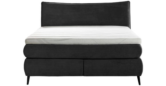 BOXSPRINGBETT 160/200 cm,  in Schwarz, gepolstertes Kopfteil, Topper, Matratzen, H3 + H4 = fest + sehr fest  - Schwarz, Trend, Holz/Textil (160/200cm) - Esposa