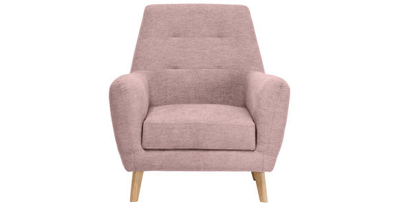 SESSEL in Webstoff Rosa - Eichefarben/Rosa, Design, Holz/Textil (90/105/84cm) - Carryhome