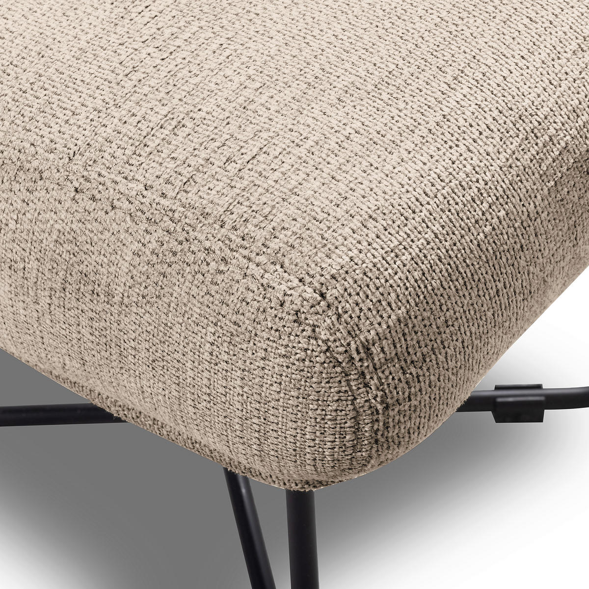 SESSELSET in Chenille Beige  - Beige/Schwarz, Design, Textil/Metall (67/87/74cm) - Livetastic