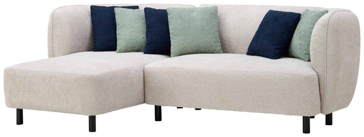 ECKSOFA in Chenille Beige  - Beige/Schwarz, Design, Holz/Textil (148/236cm) - Lomoco