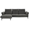 ECKSOFA in Echtleder Dunkelgrau  - Dunkelgrau/Schwarz, Natur, Leder (182/277cm) - Valnatura