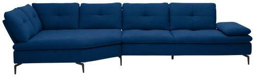 ECKSOFA in Flachgewebe Blau  157/344 cm  - Blau/Schwarz, Design, Textil/Metall (157/344cm) - Chilliano