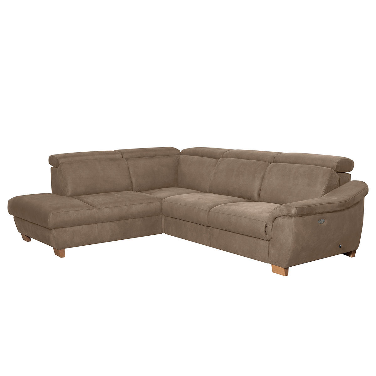 ECKSOFA Mikrofaser Braun  - Naturfarben/Braun, Design, Holz/Textil (276/238cm) - Livetastic