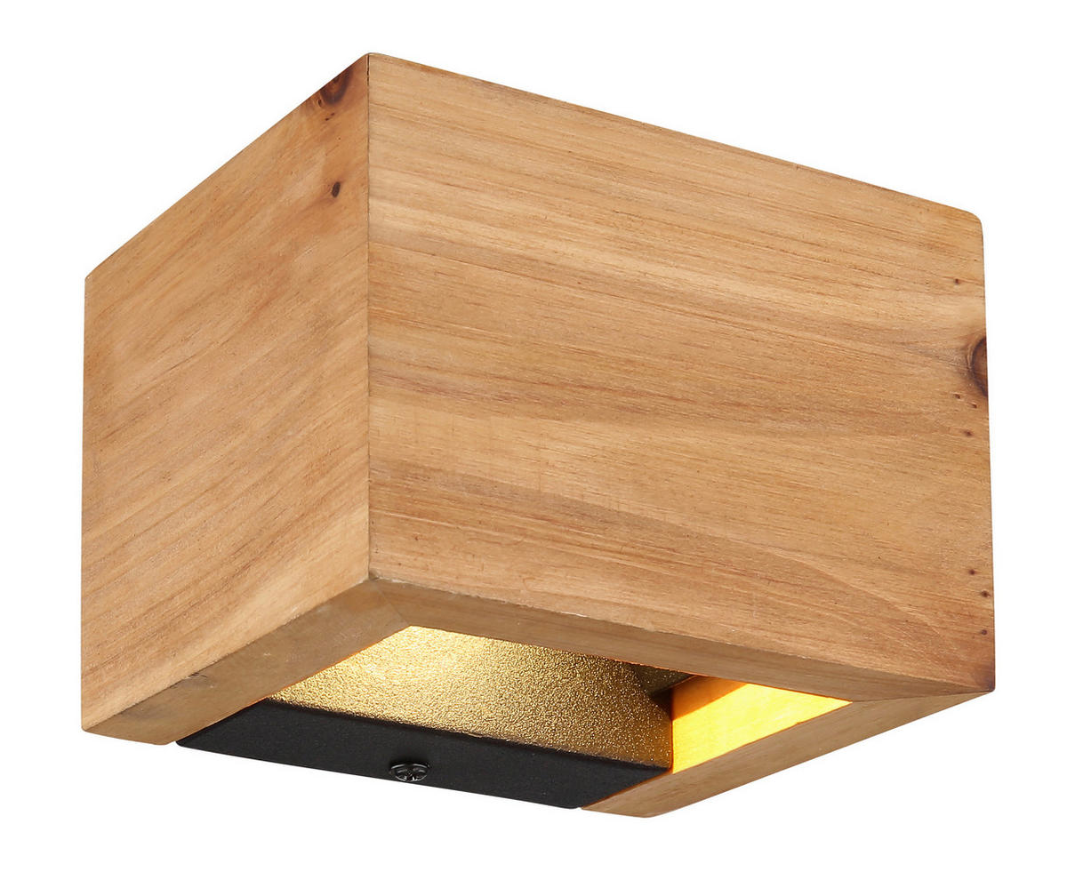 LED-WANDLEUCHTE 13,5/11,5/9,5 cm   - Dunkelbraun/Schwarz, Design, Holz/Metall (13,5/11,5/9,5cm)