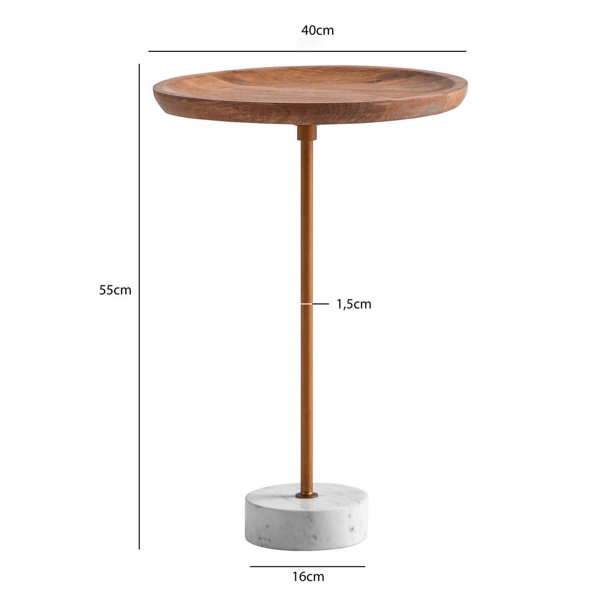 BEISTELLTISCH in Holz 40/40/55 cm  - Weiss/Eichefarben, Design, Holz/Stein (40/40/55cm) - Livetastic