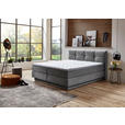 BOXSPRINGBETT 180/200 cm,  in Grau, Matratze, gepolstertes Kopfteil, Bettkasten, Topper, H2 + H3 = mittel + fest  - Schwarz/Grau, KONVENTIONELL, Kunststoff/Textil (180/200cm) - Carryhome
