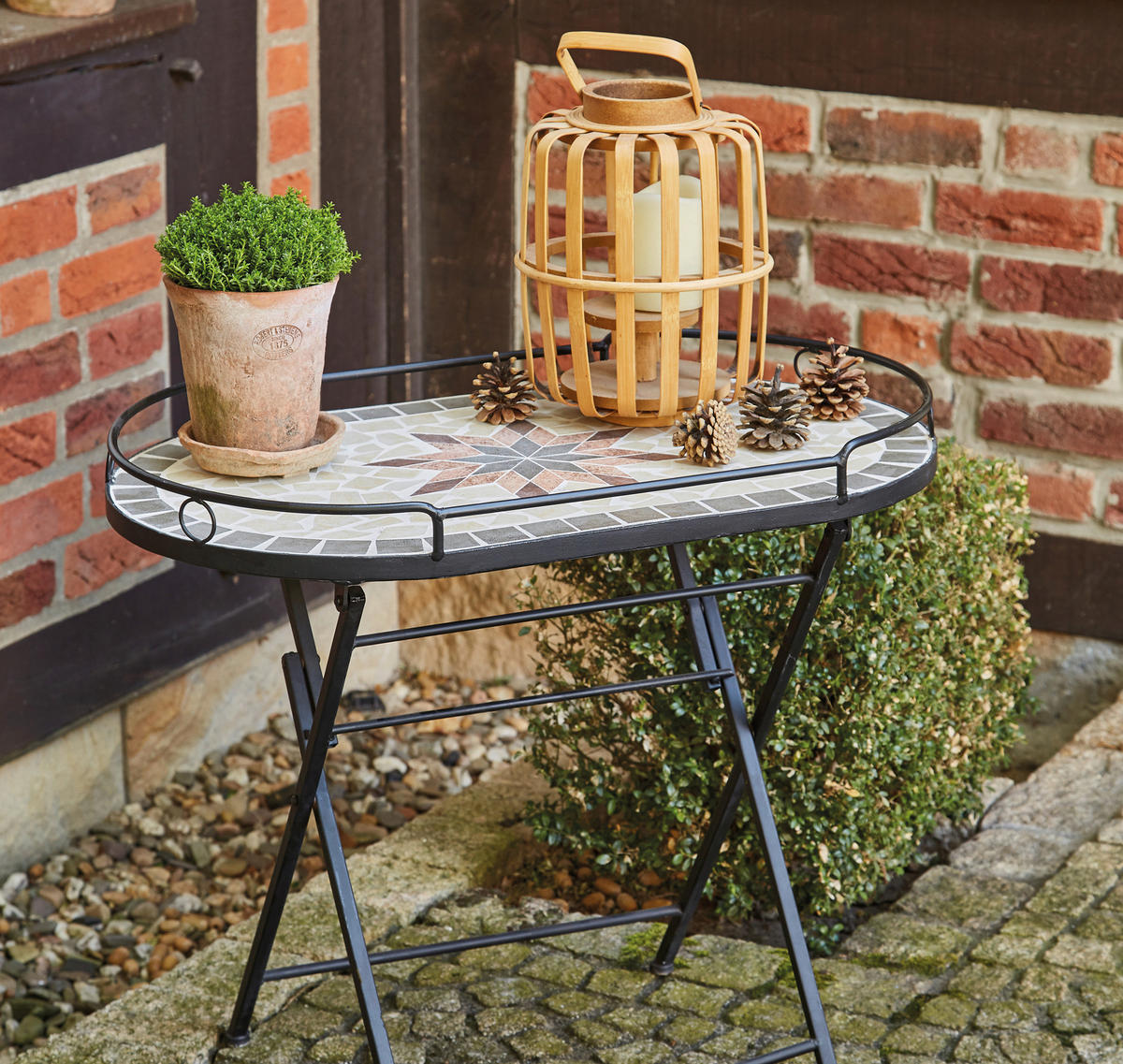 GARTENBEISTELLTISCH 68/41/60 cm  - Multicolor/Schwarz, MODERN, Keramik/Metall (68/41/60cm) - Siena Garden