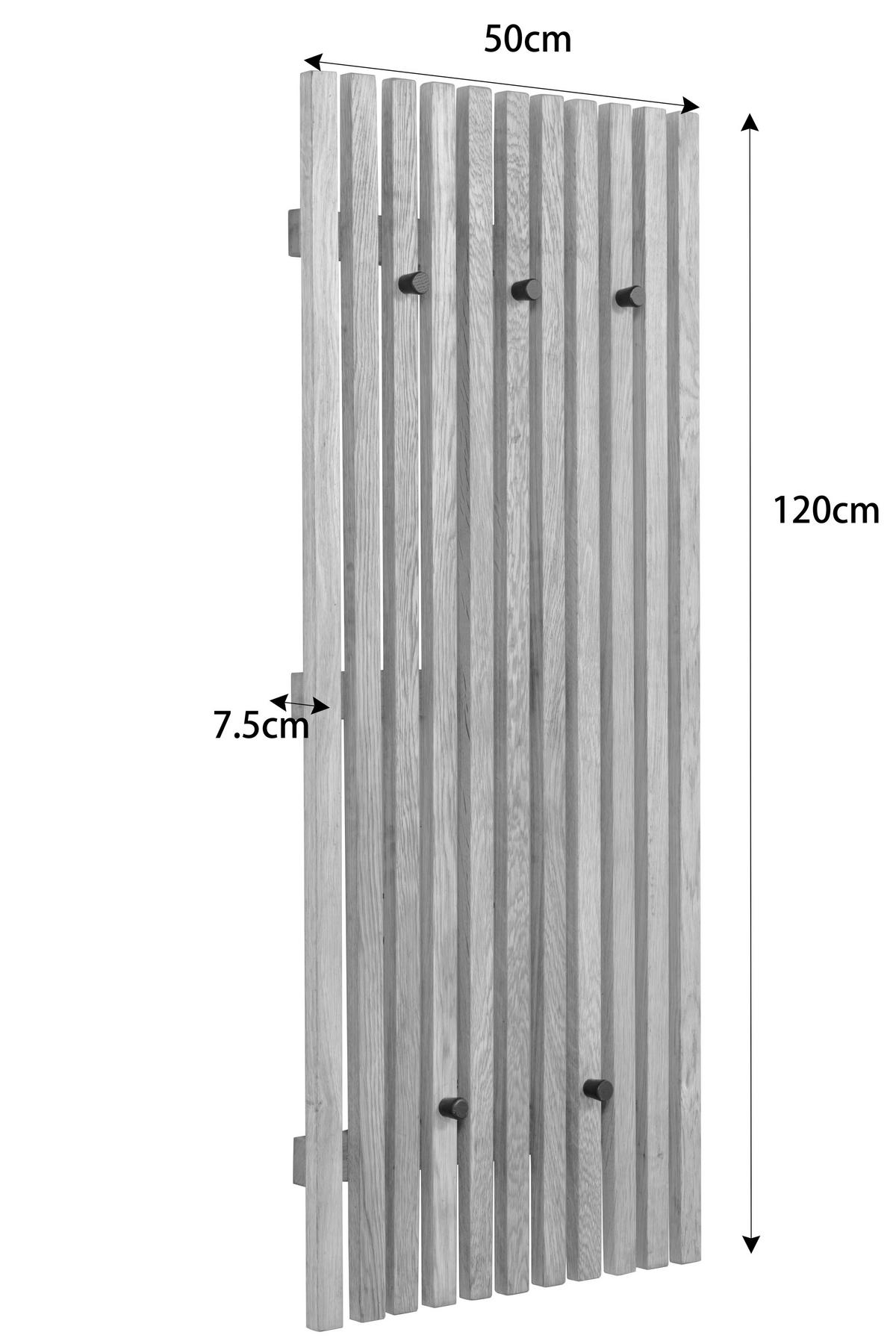 GARDEROBENPANEEL  in 50/120/7,5 cm  - Eichefarben, Natur, Holz/Metall (50/120/7,5cm) - Linea Natura