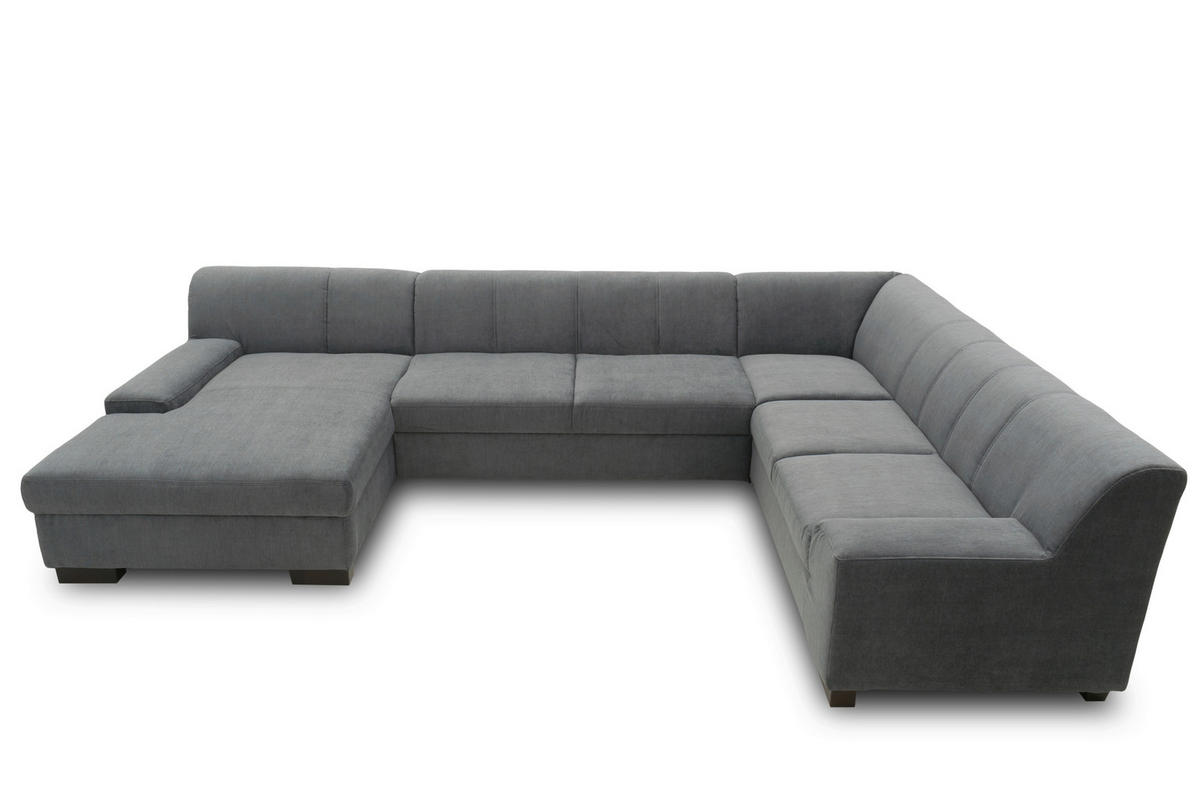 WOHNLANDSCHAFT in Webstoff Dunkelgrau  - Wengefarben/Dunkelgrau, Design, Holz/Textil (153/328/212cm) - MID.YOU