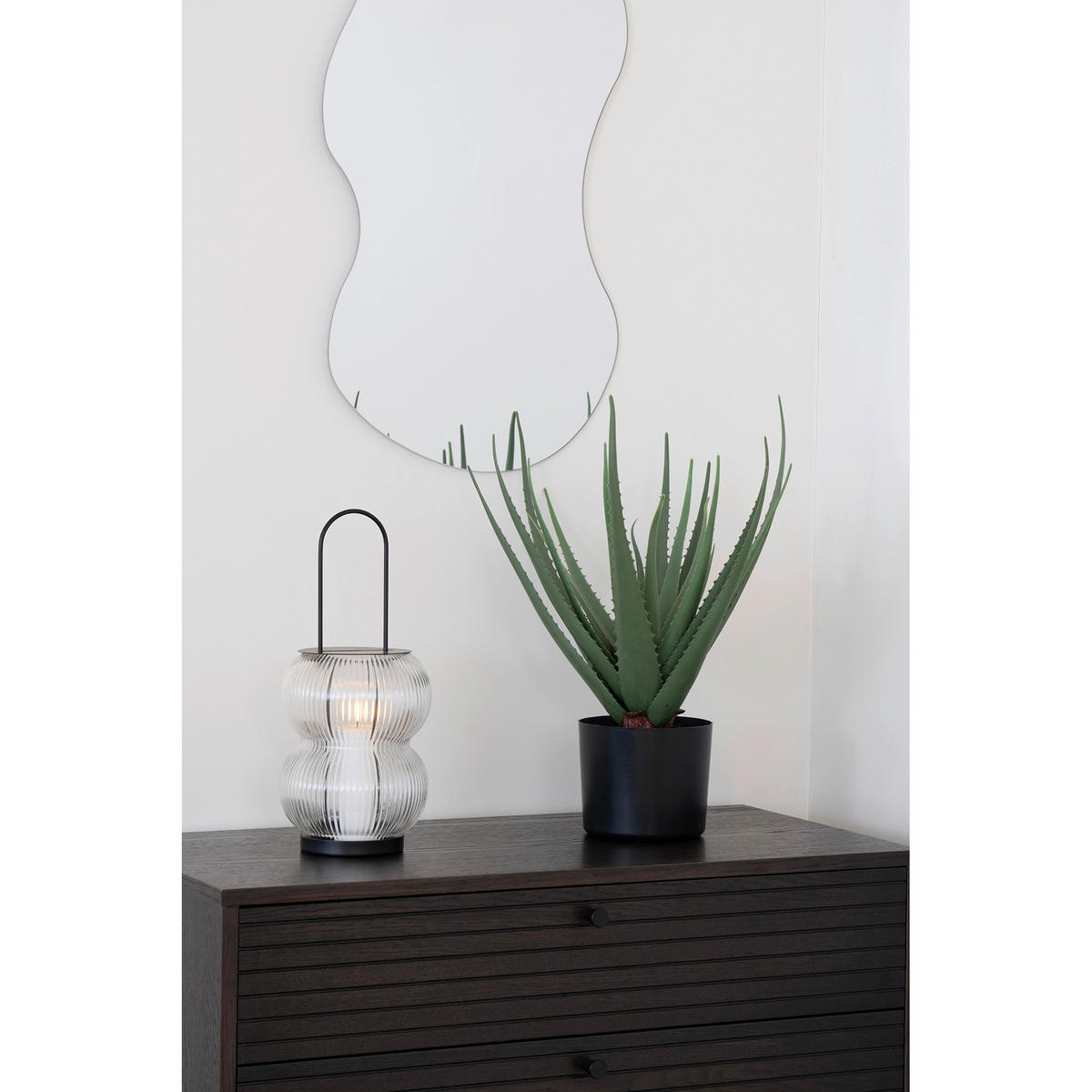 LATERNE - Schwarz, Basics, Glas/Metall (16/36/16cm)