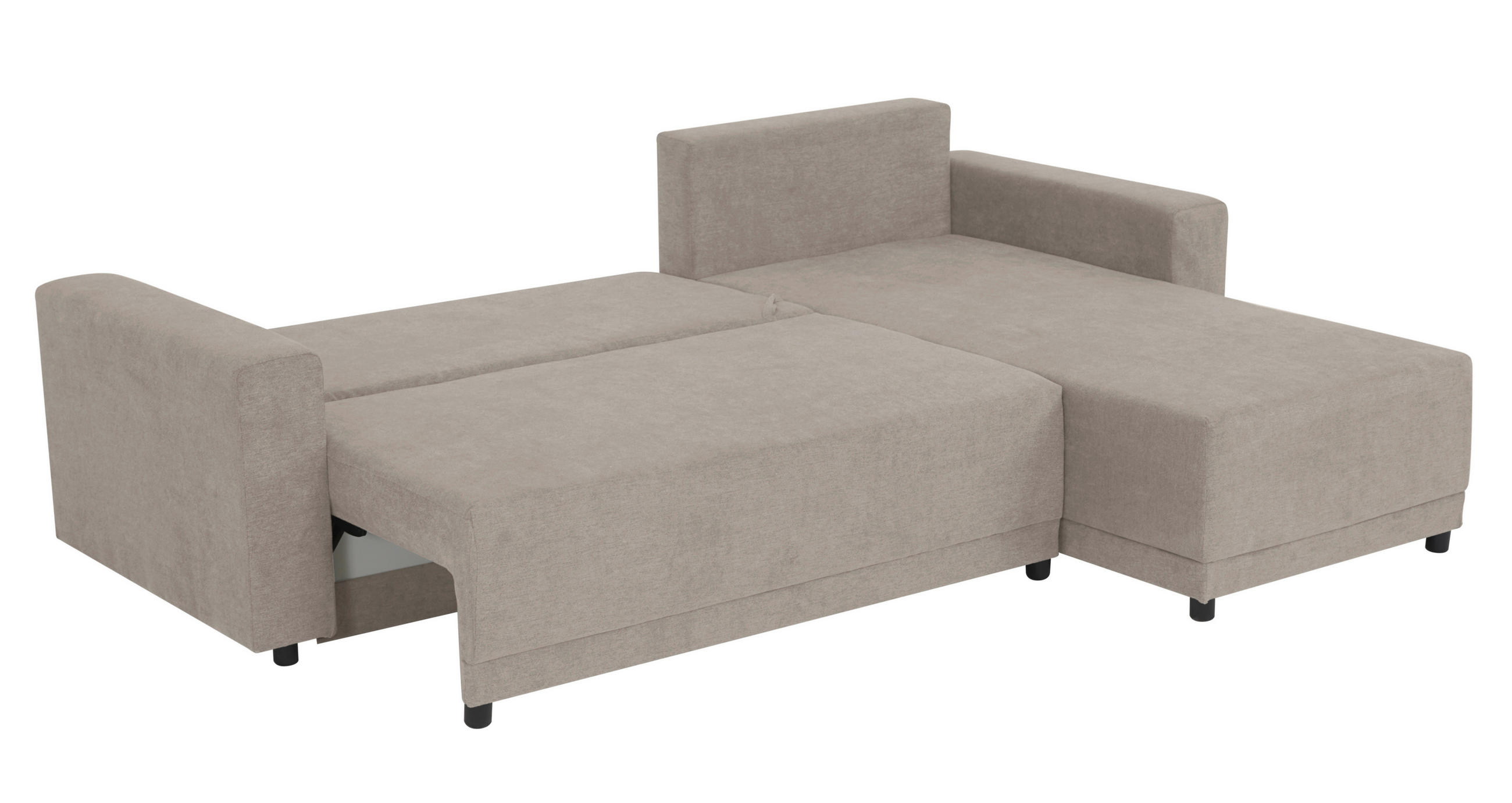ECKSOFA Greige Mikrofaser  - Greige/Schwarz, Design, Kunststoff/Textil (178/248cm) - MID.YOU