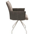 ARMLEHNSTUHL  Sitzfläche 180° drehbar, automatische Rückholfunktion Webstoff, Mikrofaser  - Edelstahlfarben/Braun, Design, Textil/Metall (60/92/60cm) - Linea Natura
