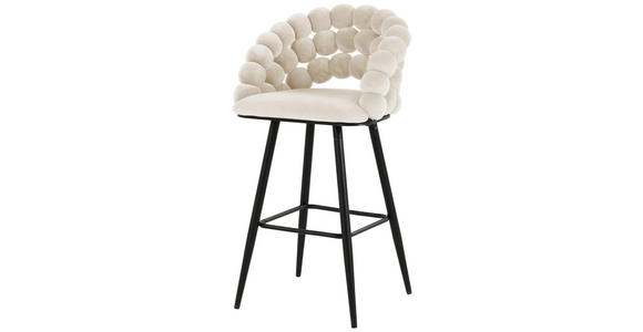 BARHOCKER Samt Beige Eisen Stoffauswahl - Beige/Schwarz, Design, Textil/Metall (57/104/55cm) - Novel