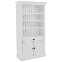 REGAL Kiefer massiv Weiß  - Weiß/Kupferfarben, ROMANTIK / LANDHAUS, Holz/Metall (108/202/45cm) - Boxxx