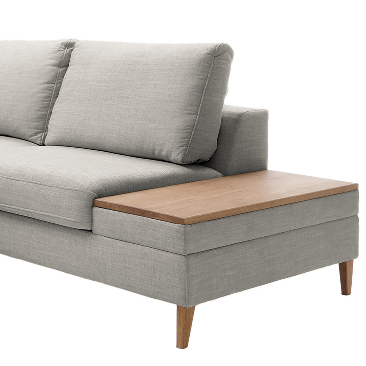 ECKSOFA in Webstoff Grau  - Eschefarben/Grau, Modern, Holz/Textil (260/90/204cm) - Trendmanufaktur