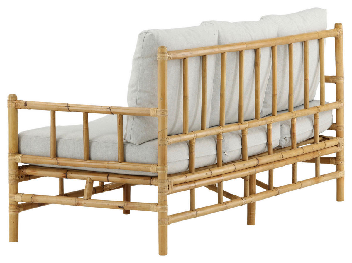 LOUNGESOFA 180/88/77 cm Bambus, Rattan  - Hellbraun/Creme, KONVENTIONELL, Holz/Textil (180/88/77cm) - Gardenson