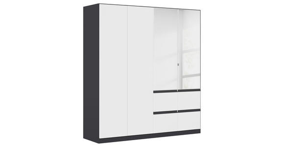 KLEIDERSCHRANK 4-türig Grau, Weiß  - Silberfarben/Weiß, Trend, Holzwerkstoff/Kunststoff (181/197/54cm) - Xora