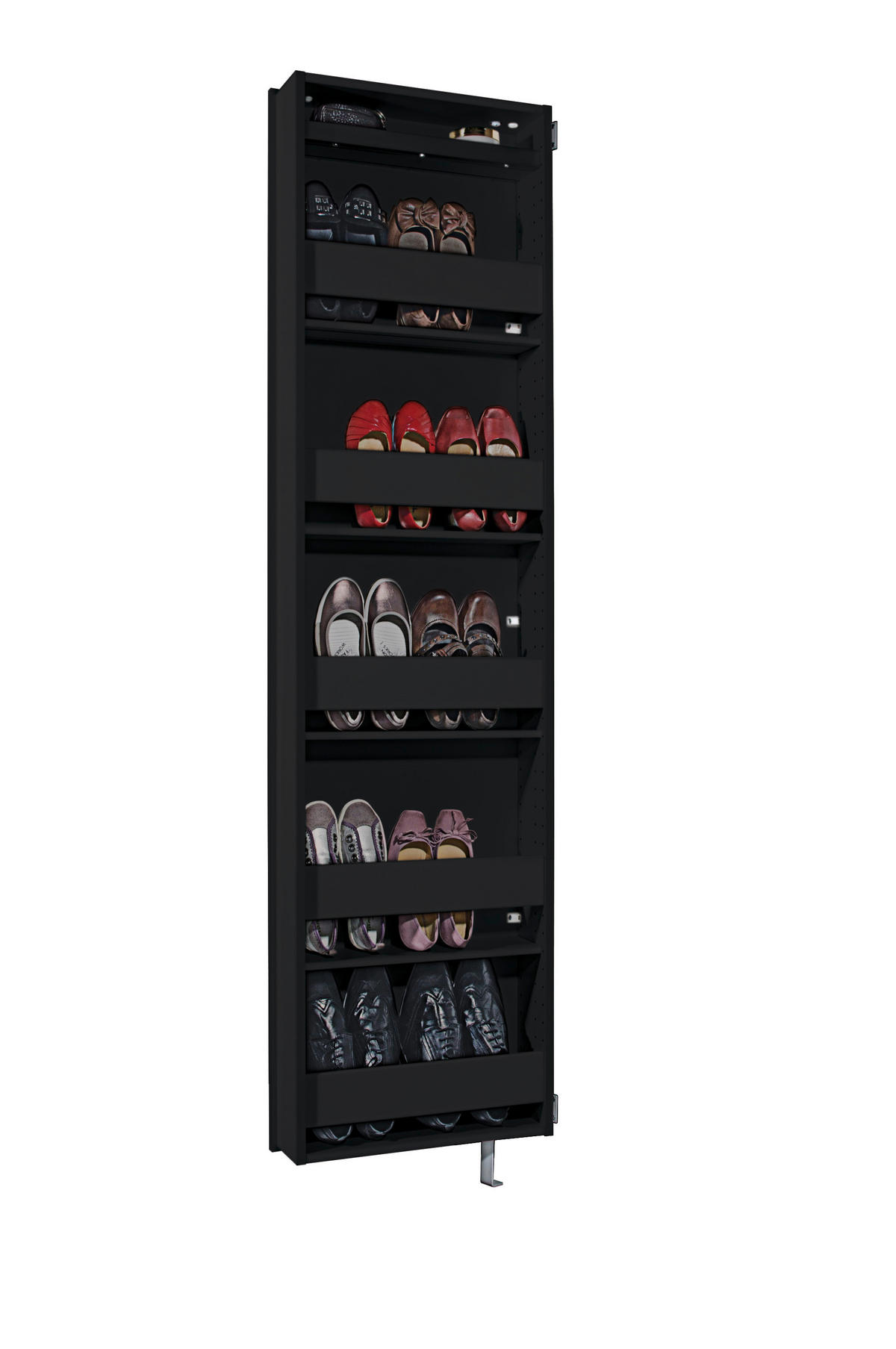 SCHUHSCHRANK GW-1189  in 50/195/18 cm  - Anthrazit, Design, Glas/Holzwerkstoff (50/195/18cm) - Xora