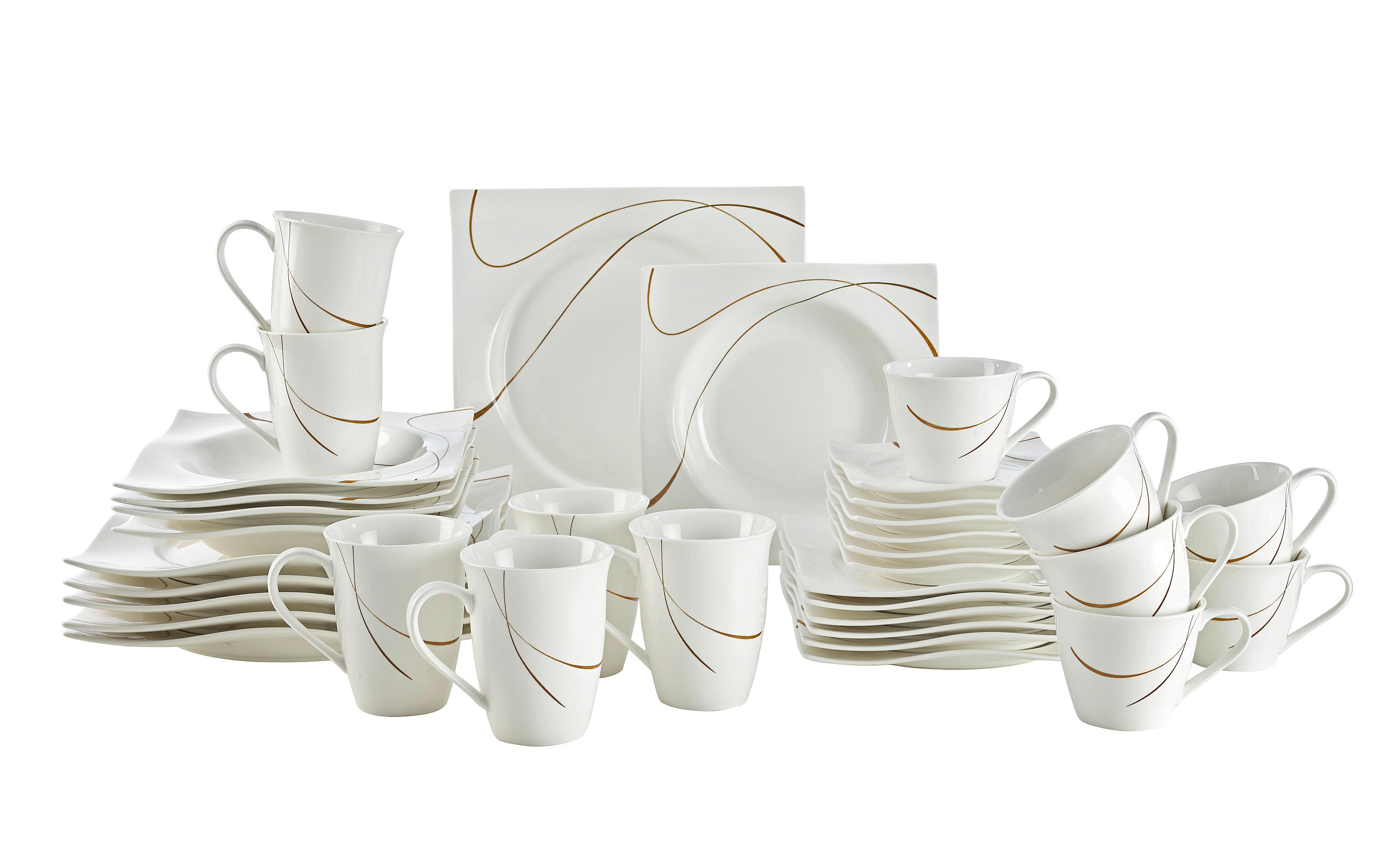 KOMBINOVANÝ SERVIS, 36-dielne, porcelán - hnedá/biela, Basics, keramika - Ritzenhoff Breker