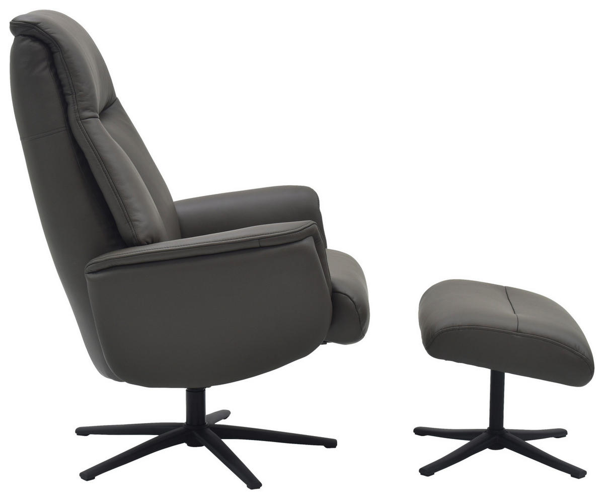 RELAXSESSELSET Lederlook Echtleder    - Dunkelbraun/Schwarz, Design, Leder/Holz (72/109/86/111/81cm) - Livetastic
