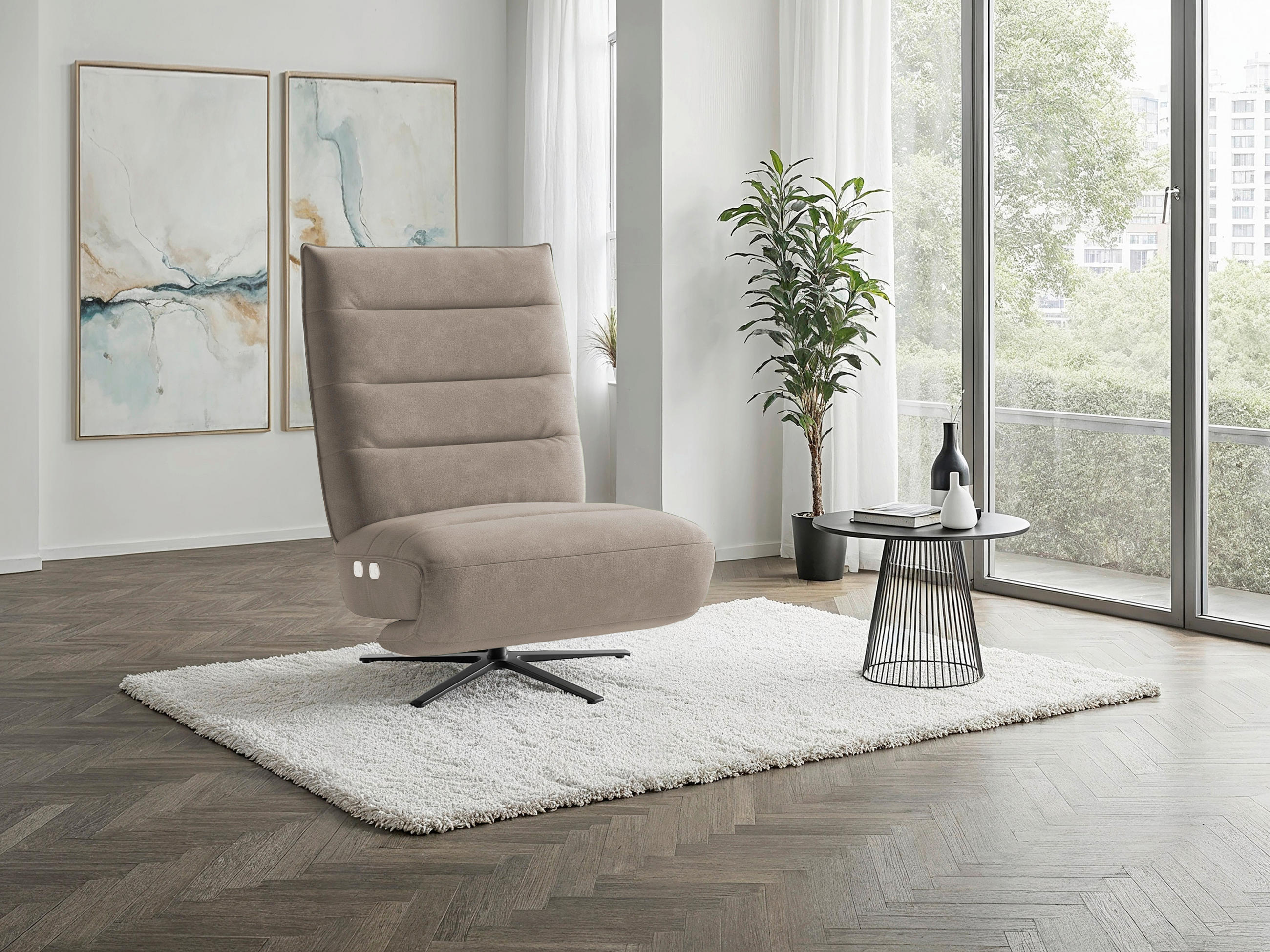 RELAXSESSEL Textil Taupe  - Taupe/Schwarz, Basics, Textil/Metall (80/109/98cm) - Sit & More