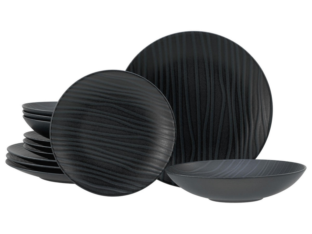 SERVIS Waves Black 12 delar  - antracit, Basics, keramik - Creatable