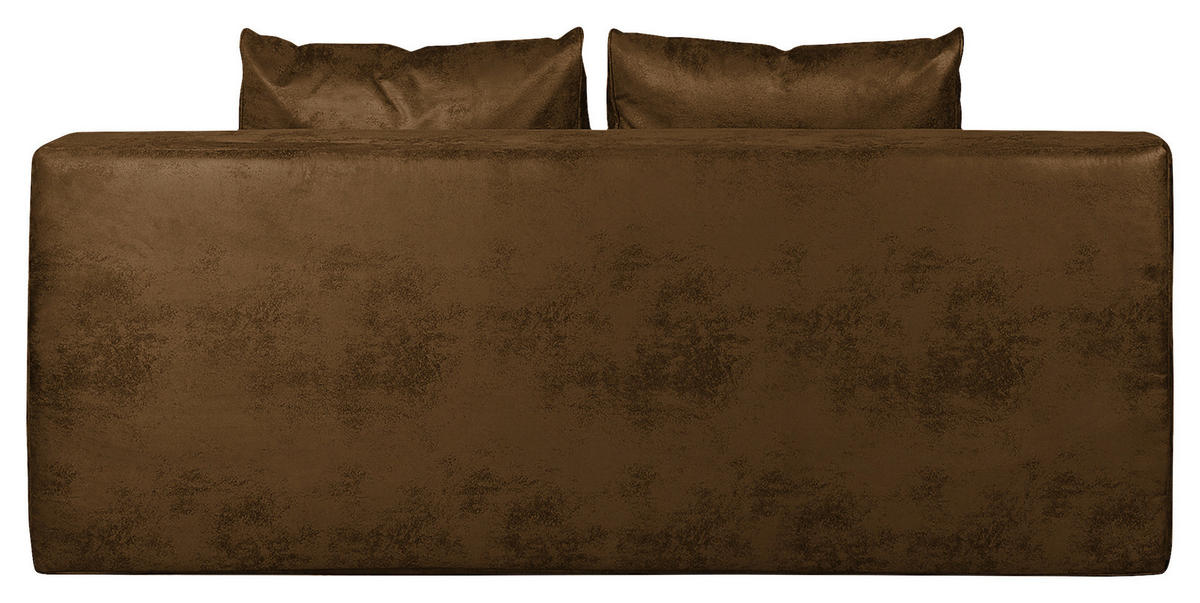 SCHLAFSOFA  mit Schlafen auf Sitzhöhe, Rücken echt Mikrofaser Braun  - Dunkelbraun/Braun, Design, Holz/Textil (202/85/110cm) - MID.YOU