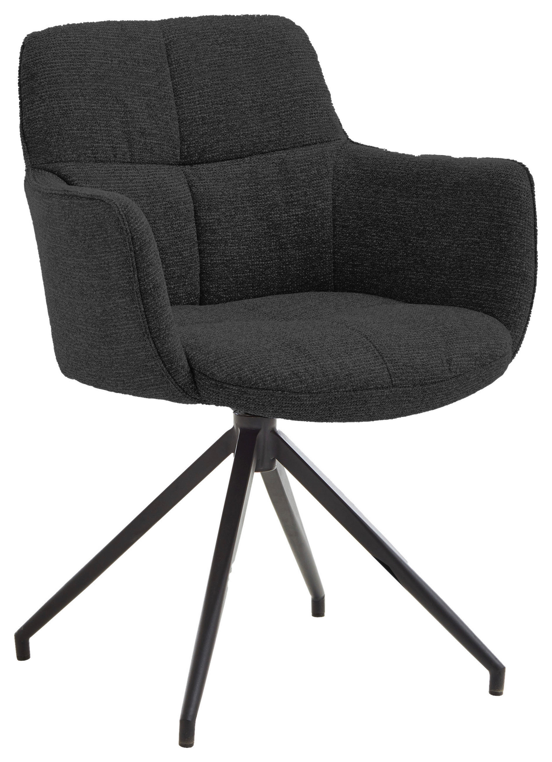ARMLEHNSTUHL  Stoffauswahl, Typenauswahl, Sitzfläche 360° drehbar, automatische Rückholfunktion Webstoff  Anthrazit  - Anthrazit/Schwarz, Design, Textil/Metall (58/81/62cm) - Valdera