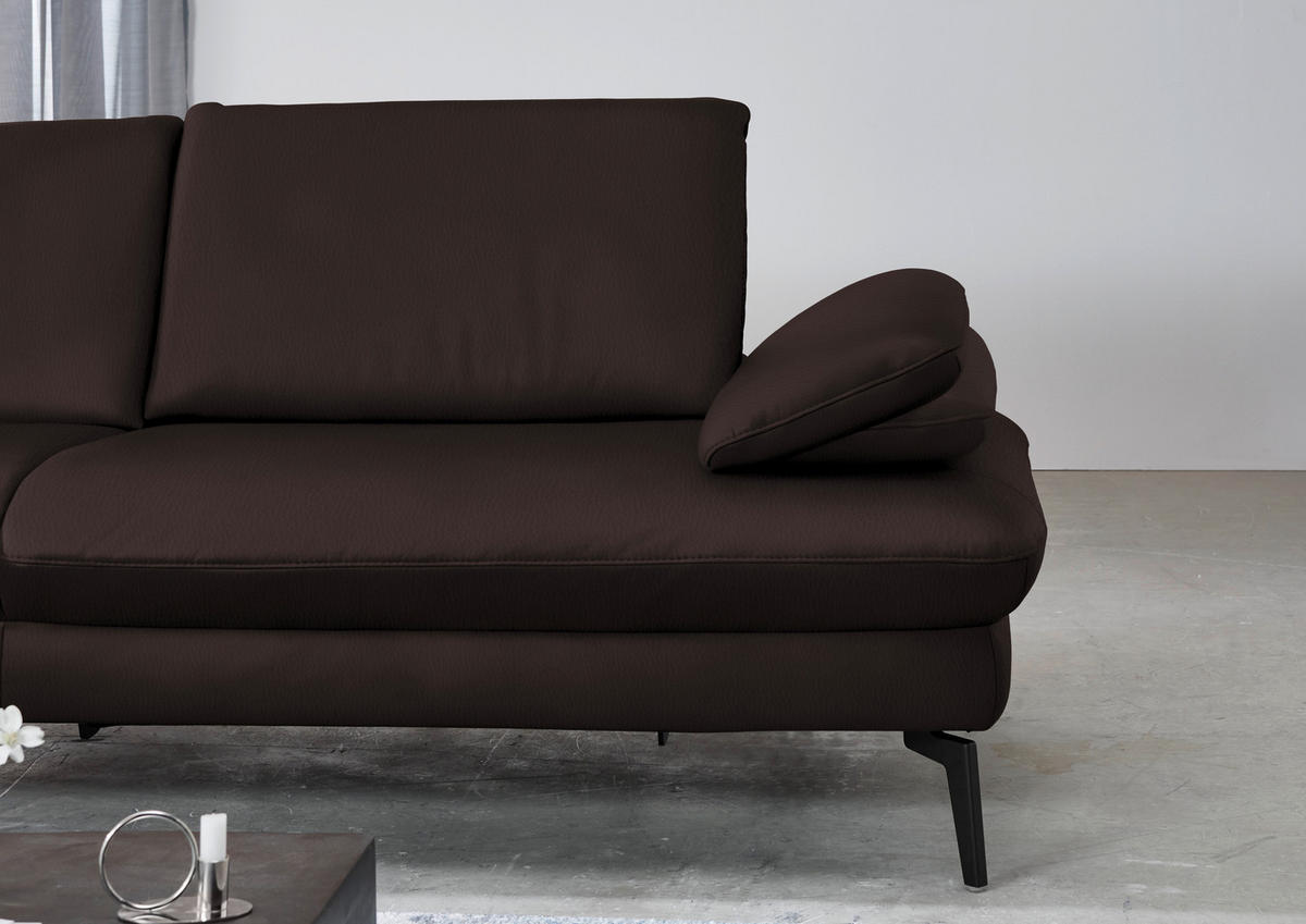 ECKSOFA in Echtleder Braun  - Schwarz/Braun, Design, Leder/Metall (157/325cm) - Dieter Knoll
