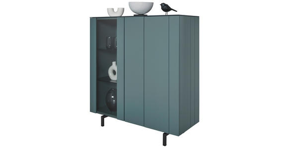 HIGHBOARD Grün 108/120/45 cm - Schwarz/Grün, Design, Glas/Holzwerkstoff (108/120/45cm) - Johann Jakob