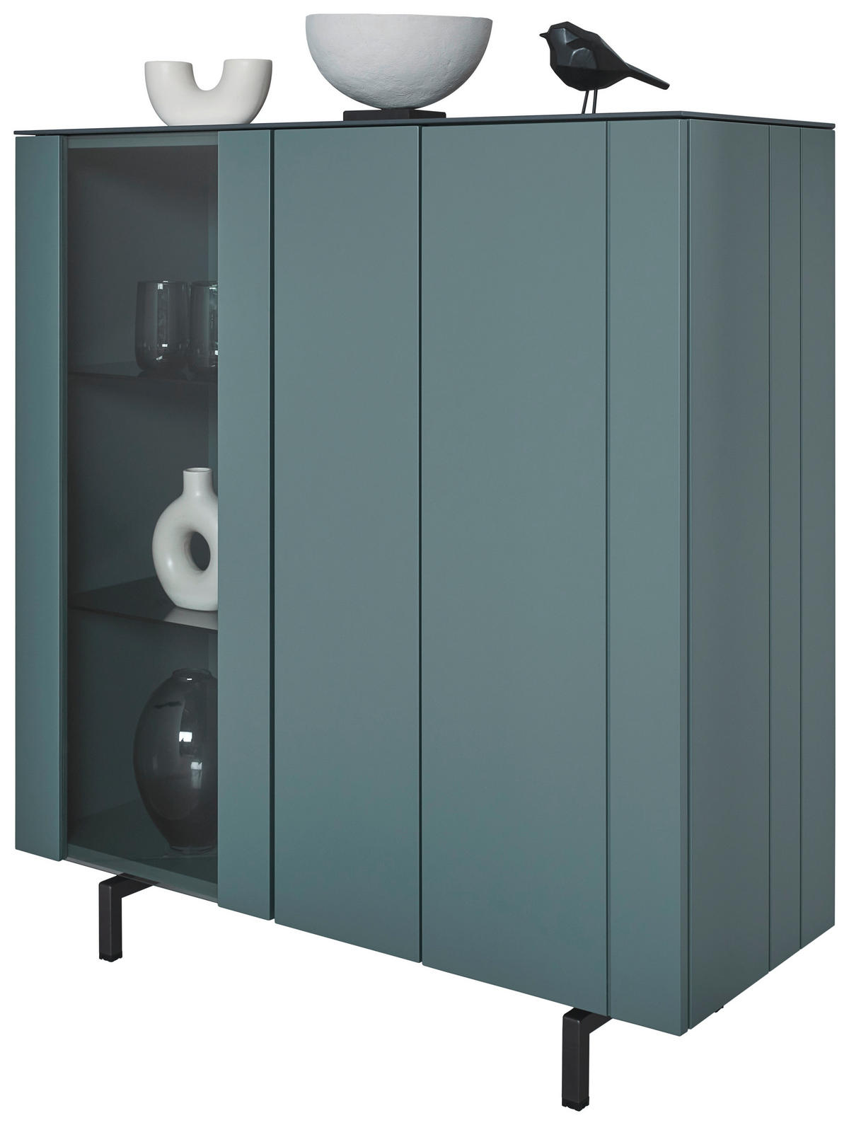 HIGHBOARD Grün  108/120/45 cm  - Schwarz/Grün, Design, Glas/Holzwerkstoff (108/120/45cm) - Johann Jakob
