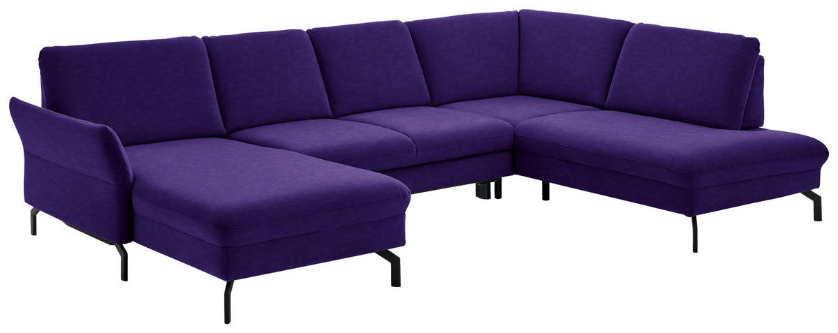 WOHNLANDSCHAFT in Velours Lila, Violett  - Lila/Violett, Design, Textil/Metall (179/335/220cm) - Beldomo System