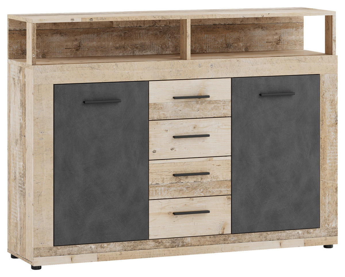 KOMMODE  in 119/96/32 cm  - Eichefarben/Anthrazit, Design, Holzwerkstoff/Kunststoff (119/96/32cm) - MID.YOU
