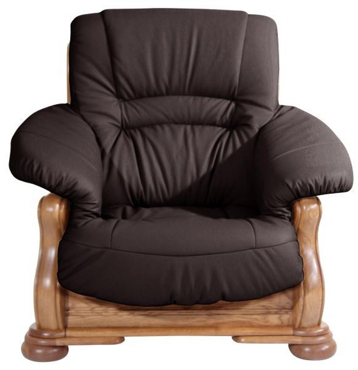 SESSEL in Echtleder Braun  - Eichefarben/Braun, Lifestyle, Leder/Holz (104/95/95cm) - Max Winzer