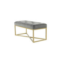 BÄNK  i metall, plast, textil, trämaterial grå, guldfärgad  - grå/guldfärgad, Basics, metall/trämaterial (90/40/40cm) - Kayoom