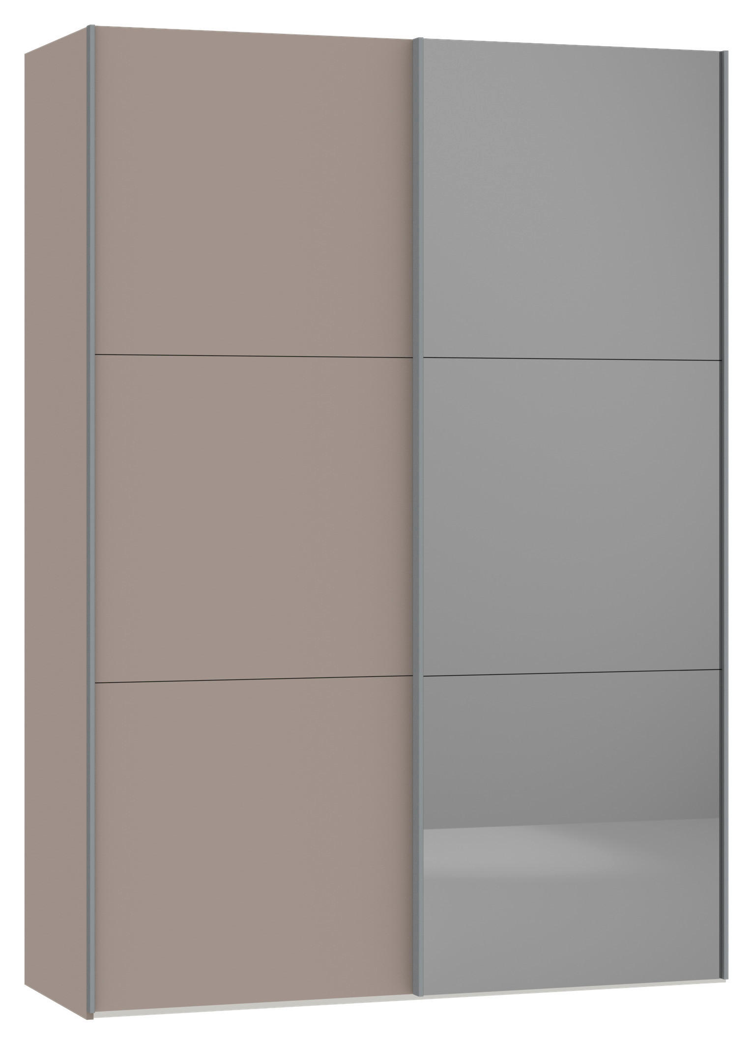 SCHWEBETÜRENSCHRANK 152/220/65 cm 2-türig Hellbraun  - Hellbraun/Silberfarben, Design, Glas/Holzwerkstoff (152/220/65cm) - Jutzler