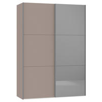 SCHWEBETÜRENSCHRANK  in Hellbraun  - Hellbraun/Silberfarben, Design, Glas/Holzwerkstoff (152/220/65cm) - Jutzler