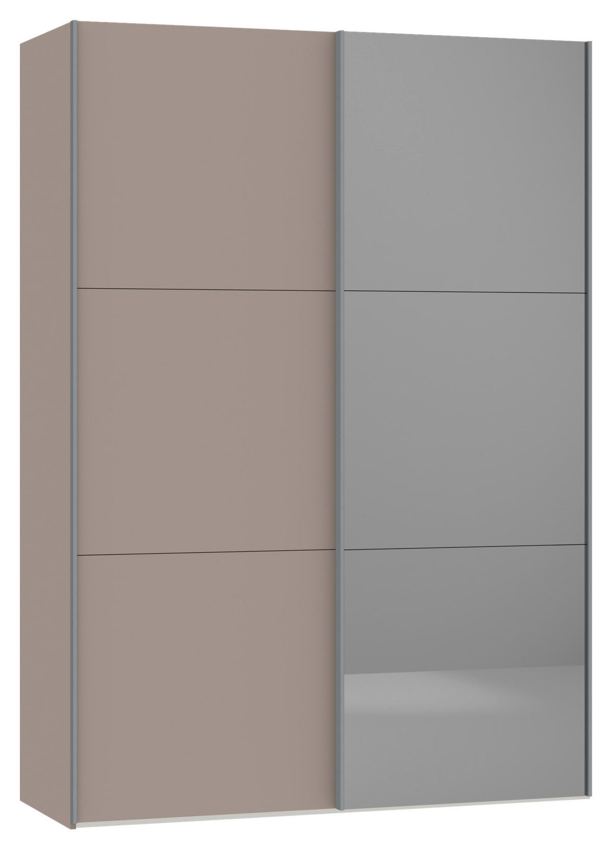 SCHWEBETÜRENSCHRANK  in Hellbraun  - Hellbraun/Silberfarben, Design, Glas/Holzwerkstoff (152/220/65cm) - Jutzler