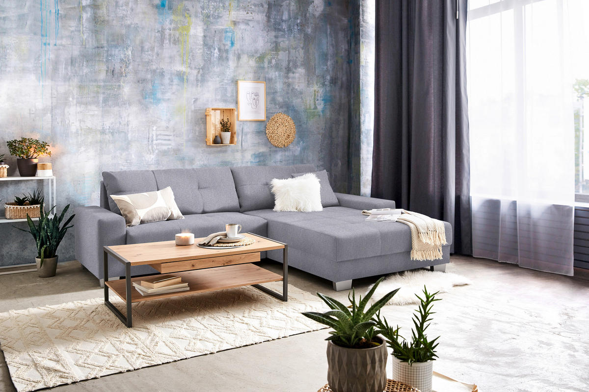 HÖRNSOFFA i flatväv grå  - silver/grå, Klassisk, trä/textil (273/192cm) - MID.YOU