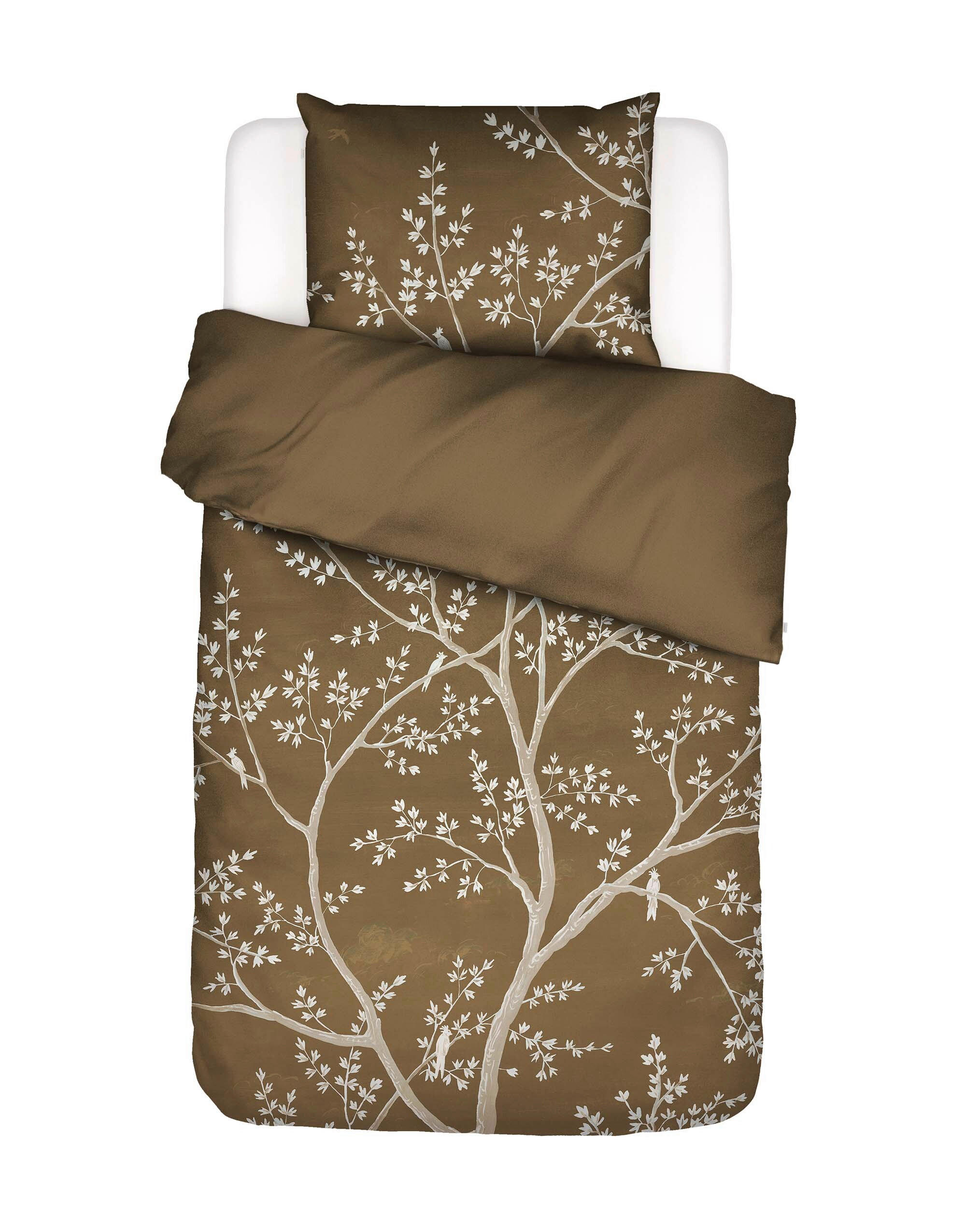 POSTELJNINA LUCIENNE 135/200 cm saten rjava  - rjava, Konvencionalno, tekstil (135/200cm) - Essenza