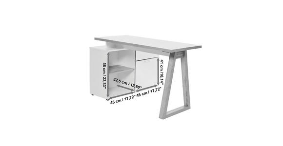 ECKSCHREIBTISCH 120-130/55-95/76,2 cm in Weiß, Eichefarben - Eichefarben/Weiß, MODERN, Holzwerkstoff/Metall (120-130/55-95/76,2cm) - Novel