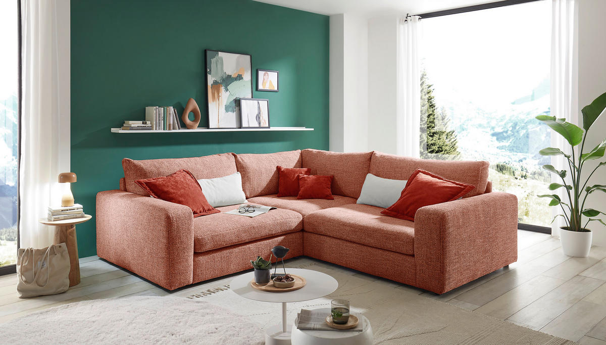 ECKSOFA  Rosa Chenille  - Rostfarben/Creme, KONVENTIONELL, Kunststoff/Textil (248/248cm) - Carryhome
