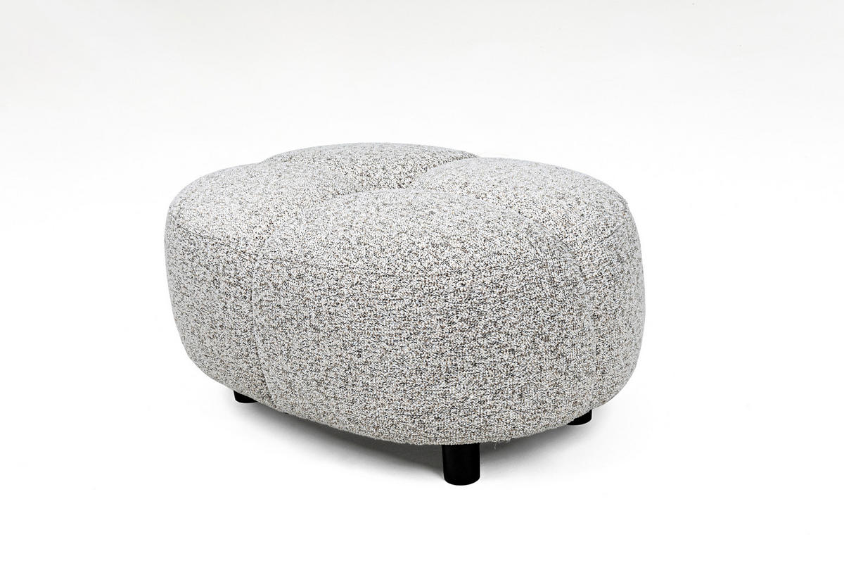 HOCKER Webstoff Hellgrau  - Hellgrau/Schwarz, Design, Holz/Textil (90/46/60cm) - Welnova