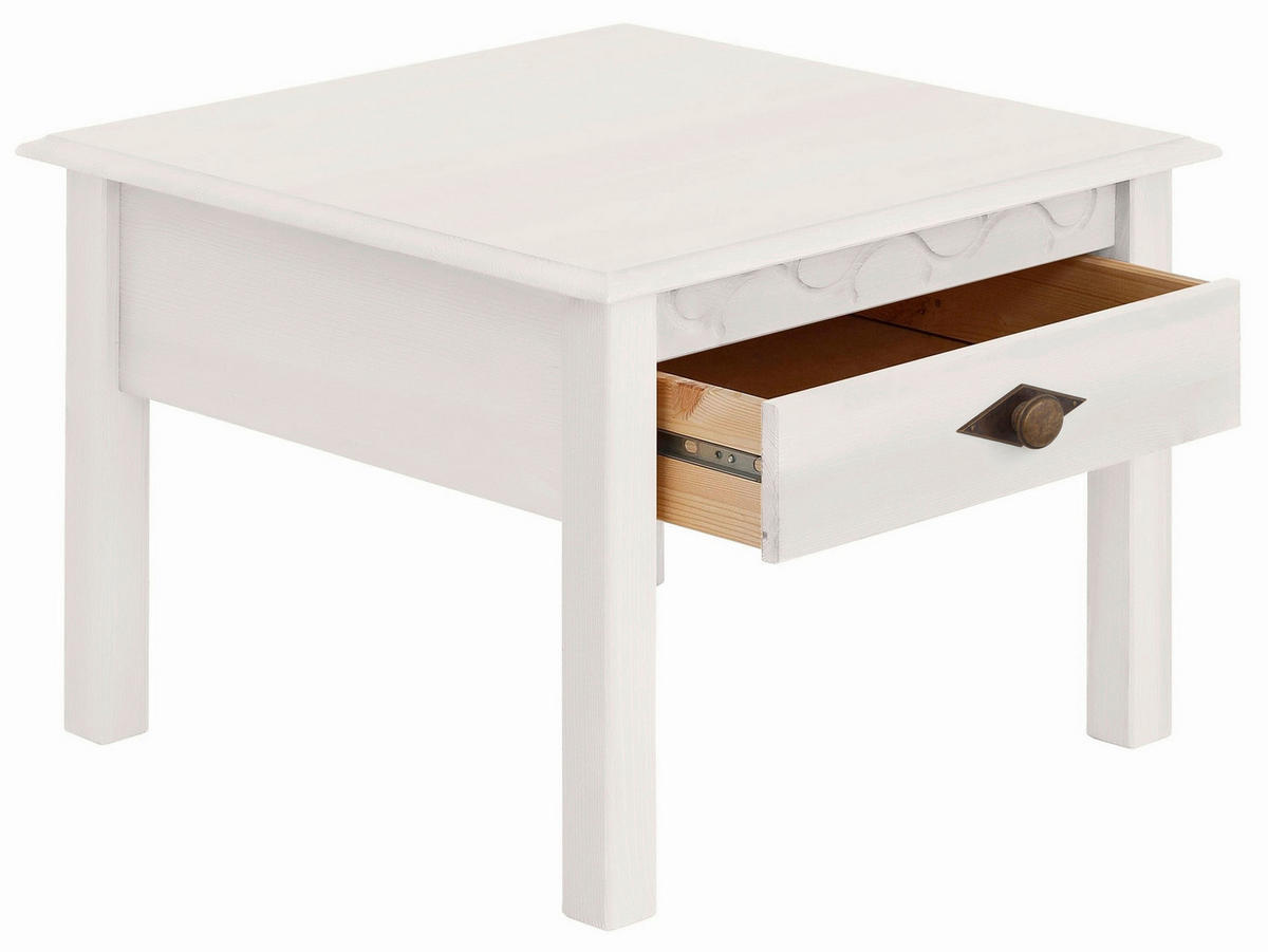 COUCHTISCH LYON Kiefer 60/60/42 cm quadratisch Weiß  - Messingfarben/Weiß, Design, Holz/Metall (60/60/42cm) - Livetastic