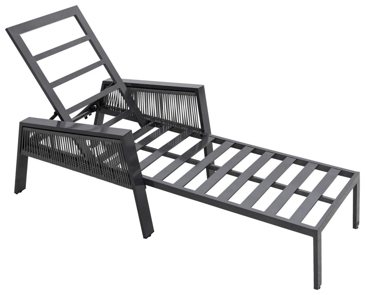 LEŽALNIK aluminij prašno lakirano svetlo siva  - svetlo siva, Design, kovina/tekstil (74/100/54/171/201cm) - Amatio