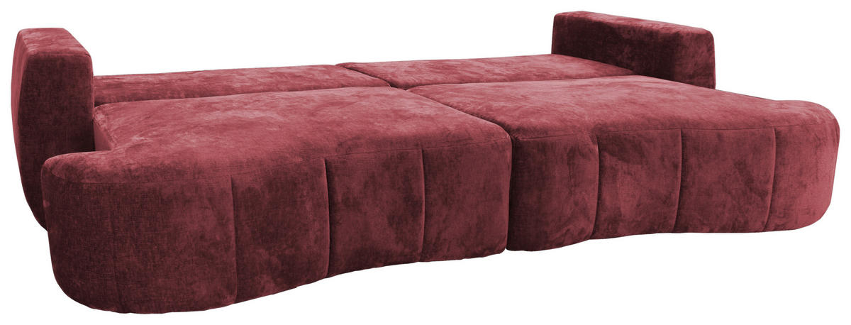 BOXSPRINGSOFA Velours Bordeaux  - Bordeaux/Schwarz, Trend, Kunststoff/Textil (292/71-99/127cm) - Livetastic